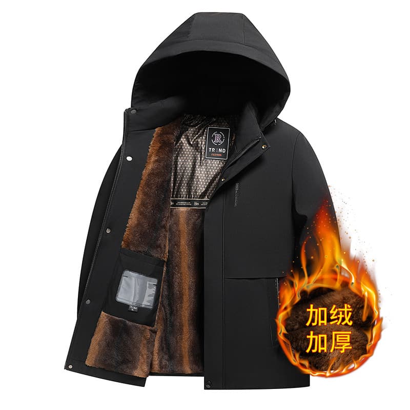 Winter New Style Golden Mink Velvet Parka Dad Wear Middle-Aged and Elderly Business Men's Thickened Velvet Jacket Cotton Coat