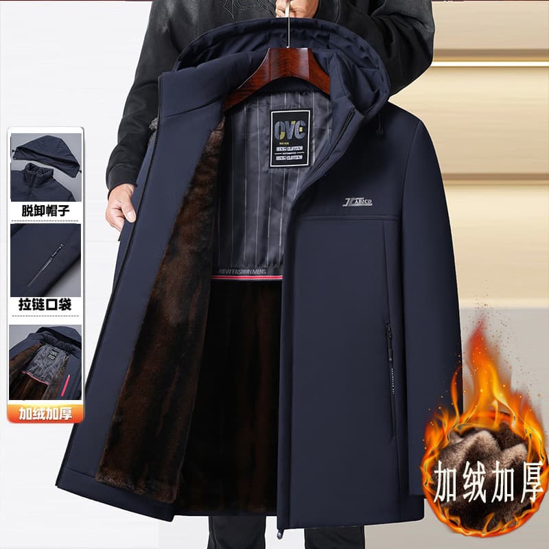 Cross-border New Parker Clothing Dad's Cotton-padded Coat Winter Middle-aged and Elderly fleece-lined Thickened Cotton-padded Coat Men's Coat