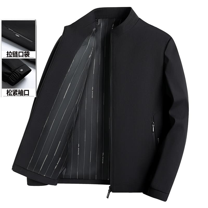 New Spring and Autumn Middle-aged Men's Coat Collar Jacket 40-80 Year Old Dad Loose Top Cadre