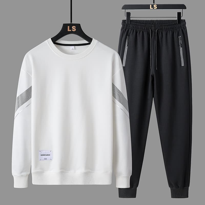 Spring and Autumn New Sports Suit Men's 2024 Autumn Fashion Sweater Handsome and Plaid Trendy Brand Trendy Two-Piece Set