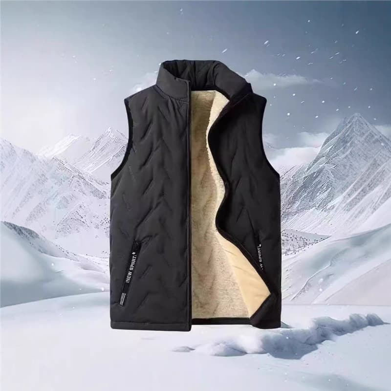Autumn and Winter Velvet Thickeneded Jacket Cashmere Vest Men's Warm Youth Black Loose Vest Outer Top
