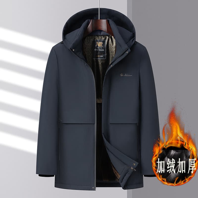 Winter Parka Dad's Cotton Coat Jacket Father's Cotton-Padded Jacket Men's Middle-Aged and Elderly Mid-Length Cotton Clothing Men's Thickened Clothing