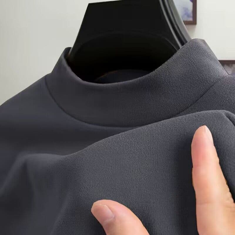 Autumn and Winter Warm Half Turtleneck Bottoming Shirt for Men, Double-Sided Velvet Fleece-Lined Long-Sleeved T-Shirt, Elastic Fleece-Lined Autumn Shirt