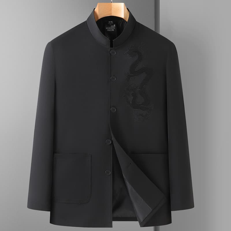 Tang suit men's spring and autumn coat Chinese style grandpa Zhongshan suit middle-aged and elderly Hanfu old clothes dad suit