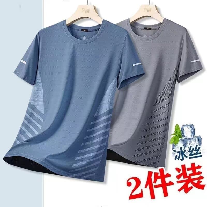 Short-Sleeved T-Shirt for Men, Summer Thin Quick-Drying Mesh Sports Fitness Half-Sleeved Top, Casual Elastic T-Shirt, Summer Wear, Stripesd