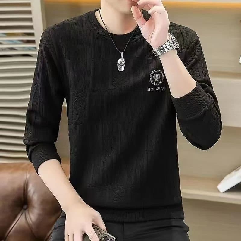 High-End Men's Sweatshirt New Trendy Round Neck Loose Bottoming Long-Sleeved T-Shirt Spring and Autum Embroidered Casual Tops