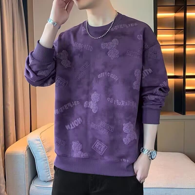 Trendy Brand Full-Print Sweatshirt Men's Spring and Autum 2025 New Youth Long-Sleeved T-Shirt Top Loose Pullover Sweatshirt