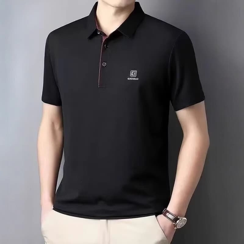 Short-Sleeved Polo Shirt Men's Summer New Breathable T-Shirt Lapel Business Casual Work Clothing Dad Style Men's Clothing