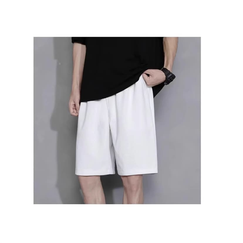 Plain Ice Silk Shorts Men's Summer Thin Off-Wear Casual Pants Trendy All-Match Loose Sports Beach Pants