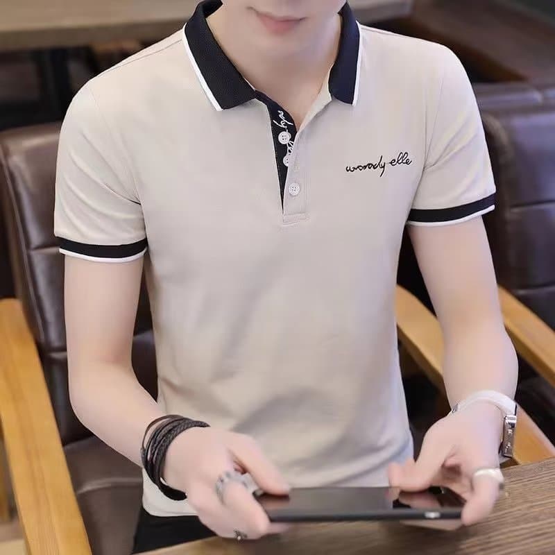 Summer Men's T-shirt Short-sleeved Cotton Slim-fit Lapel Polo Shirt Collar Collar 2025 New Style Shirt Top