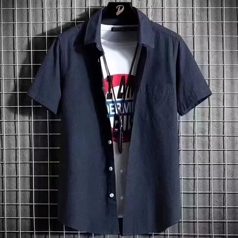 Short-sleeved Shirt Men's Summer New Korean Casual Top Men's Half-sleeved Oxford Spinning White Shirt Trendy Cross-border