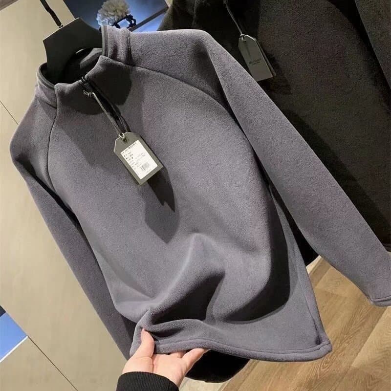 Fast hot! Double-sided velvet autumn and winter men's stand collar sports sweater double-sided velvet warm coat pullover top men's