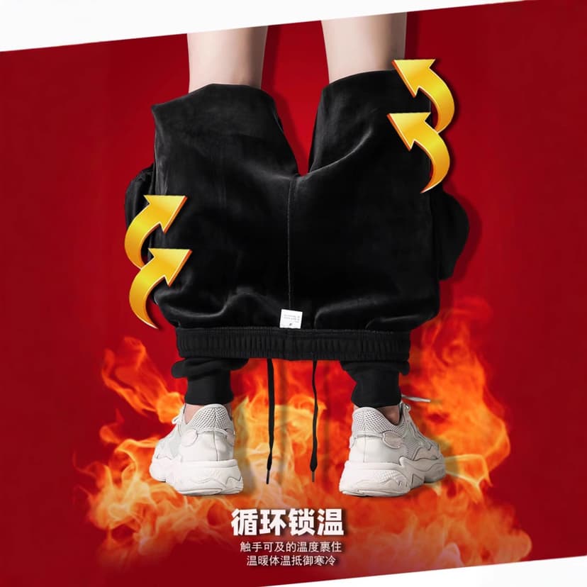 Autumn and Winter fleece-lined Thickened Pants Men's Middle Waist Loose Casual Pants for Students Trendy Sweatpants Harlan Leg-toe Sports Pants
