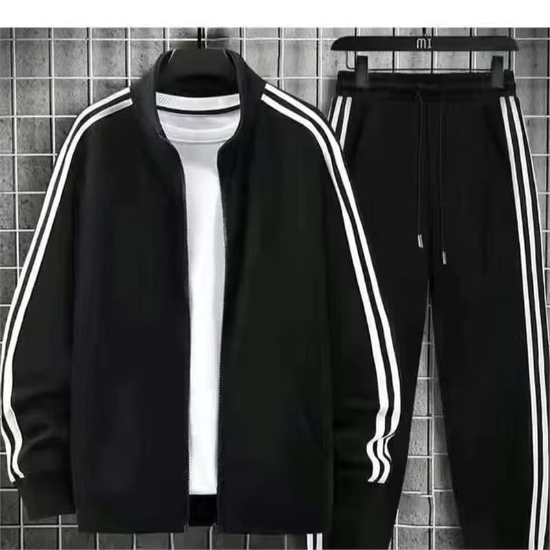 Spring and Autumn Sweatshirt and Sweatpants Sports Suit for Young Men, Trendy Stand-Up Collar Long-Sleeved Two-Piece Set, Trendy Brand Thin Pants for Small Feet