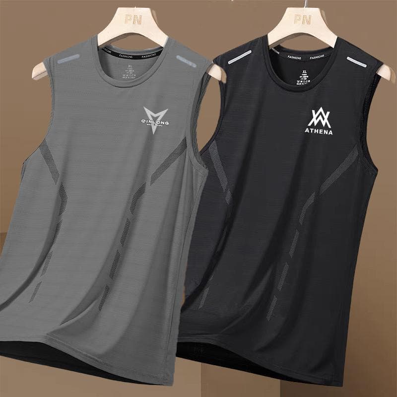 Ice Silk Sleeveless T-Shirt Men's Summer Thin Trendy Brand Large Size Sports Fitness Basketball Vest Boys Quick-Drying Vest