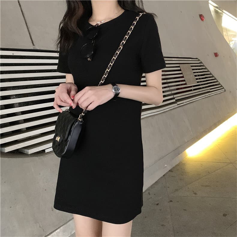 Short Sleeve Long T dress Candy Color Underwear Missing Stretch Girls' Dress