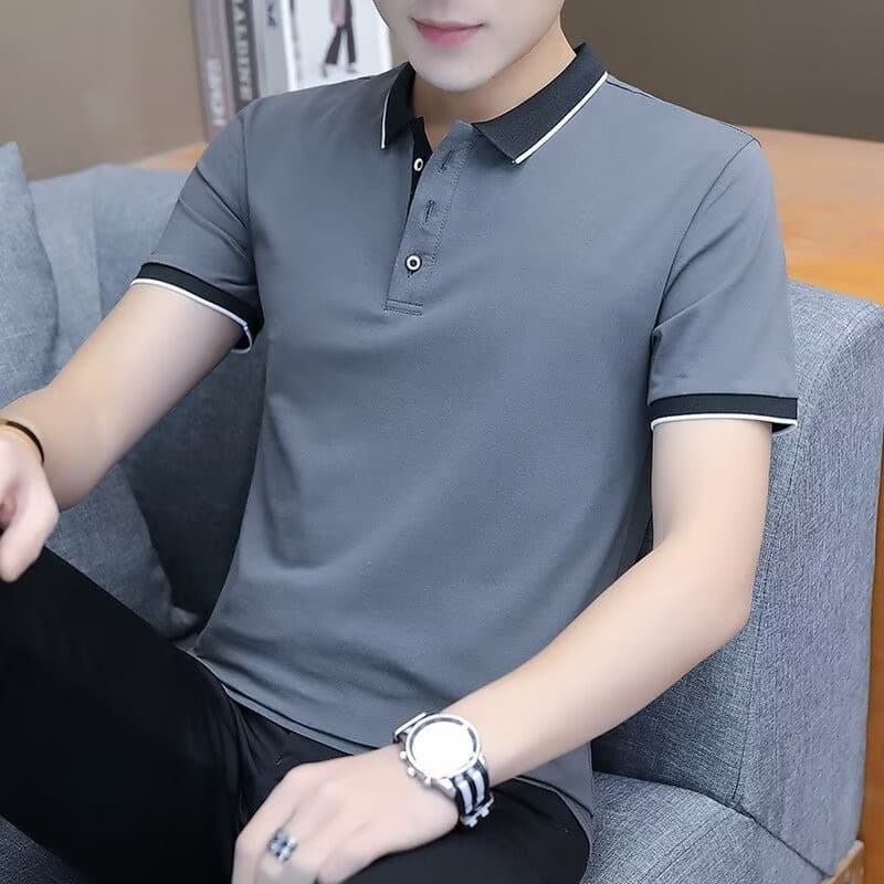 Men's Lapel Short Sleeve T-Shirt Polo Shirt Summer New Fashion Top Trendy Business Half Sleeve Base Polo Shirt