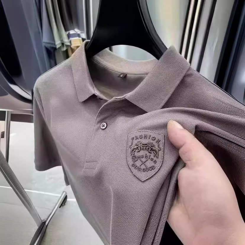 Summer Men's Short-sleeved T-shirt New Style Middle-aged and Young People's Daily Casual Solid Color Fashion Lar Base Polo Shirt Top