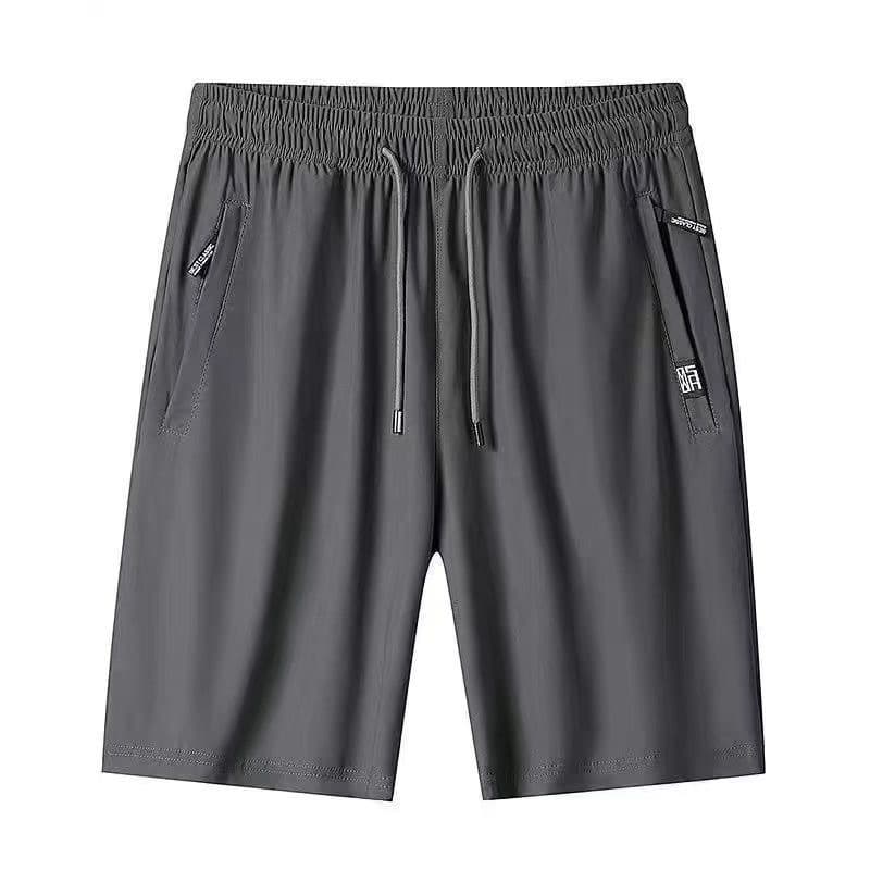 Zipper Sports Shorts Men's Summer Thin Ice Silk Quick-drying Running Fitness Pants Loose Breathable Casual Pants