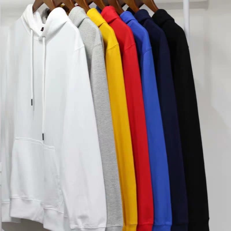 Hooded fleece-lined hoodie men's sweater autumn and winter trendy thickened solid color coat hooded pullover Korean style top