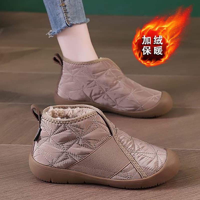 Cotton Boots Women's Winter New Flat Bottom Snow Boots Women's Non-slip Fashion Casual Short Boots Waterproof Cotton Shoes Women's Warm Cotton Shoes