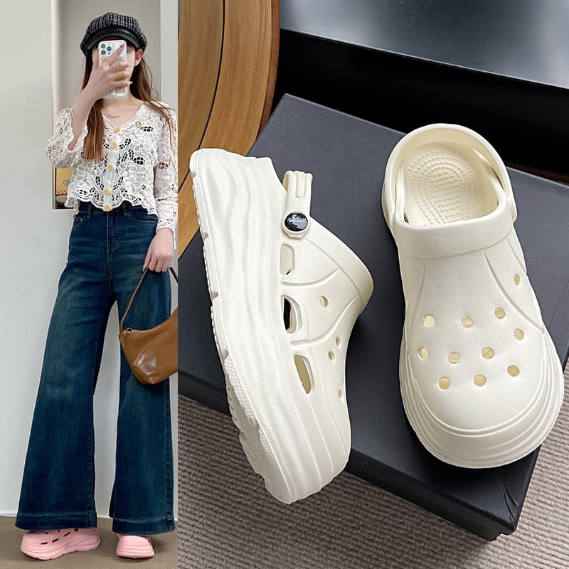Lr1602 Slippers for Women 2025 New Summer Clogs for Outer Wear Versatile Thick-Soled Soft-Soled Women's Height-Increasing Sandals