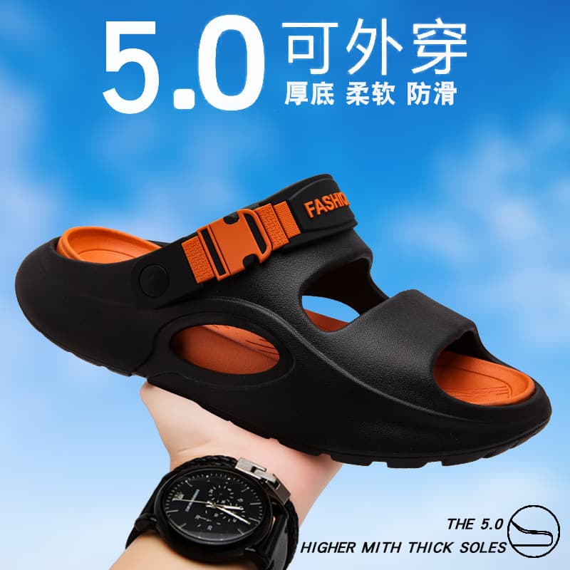 Men's Large Size Slippers, Summer Sports Thick Soles, Non-Slip Outer Wear, Driving to Work, Dual-Purpose Beach Sandals for Men