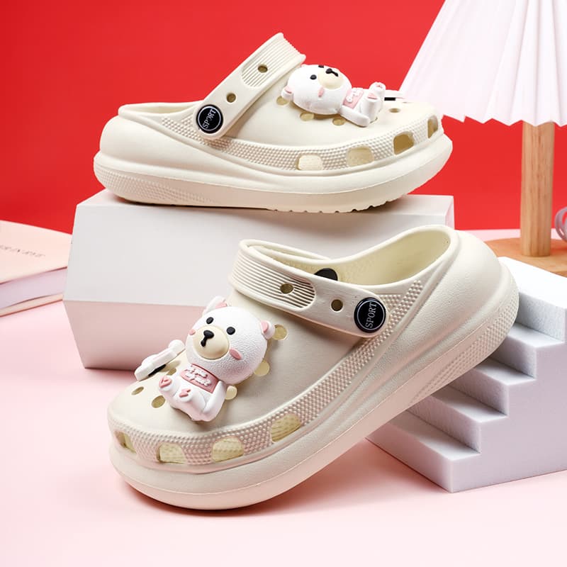 Croc Shoes for Kidsren, Middle and Large Kidsren, Cute Cartoon Breathable Sandals, Toe-Toe Thick-Soled Non-Slip Dual-Purpose Outer Slippers