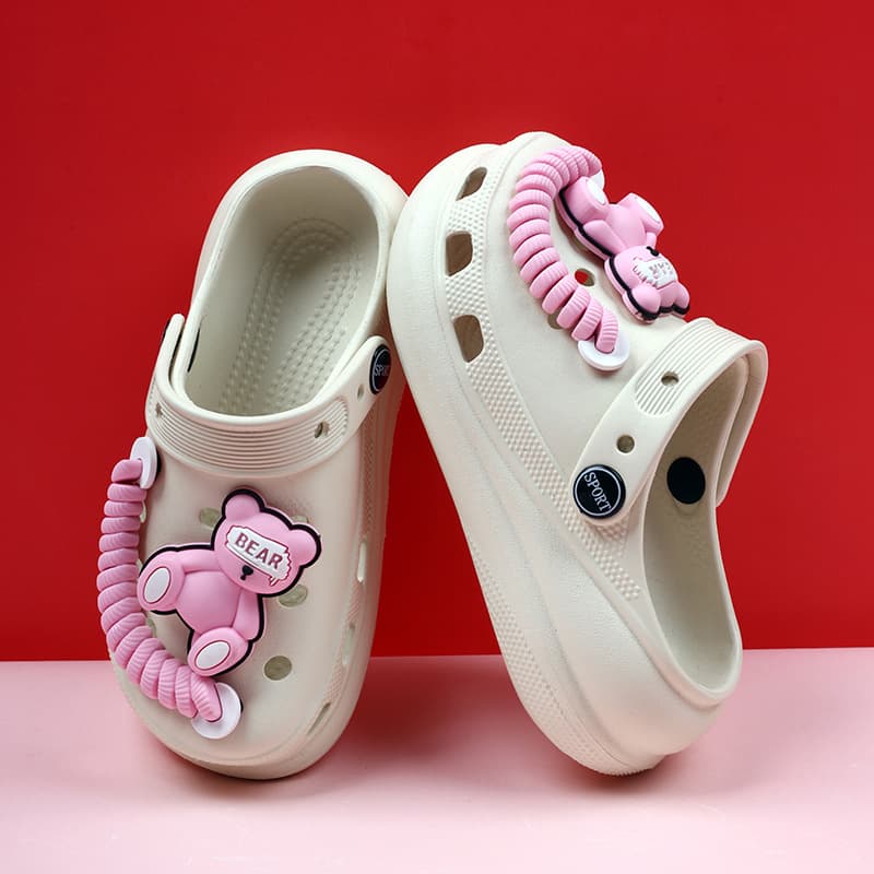 Children's Cute Cartoon Bear Slippers Summer New Baotou Croc Shoes Indoor Non-Slip Girls Baby Sandals