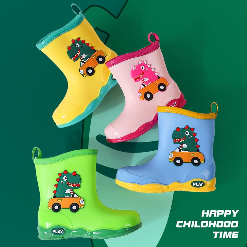 Children's Rain Boots Baby's Rain Boots New Cute Cartoon Children's Water Shoes Outdoor Waterproof Non-slip Dinosaur Men's and Women's Children's Shoes