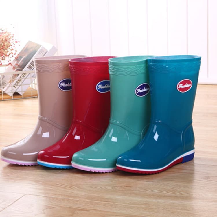 He Shengyuan Mid-High Rain Boots for Women, Short-Tube Water Shoes, Water Boots for Women, Winter Velvet Warm, Non-Slip, Waterproof Plastic Shoes for Women