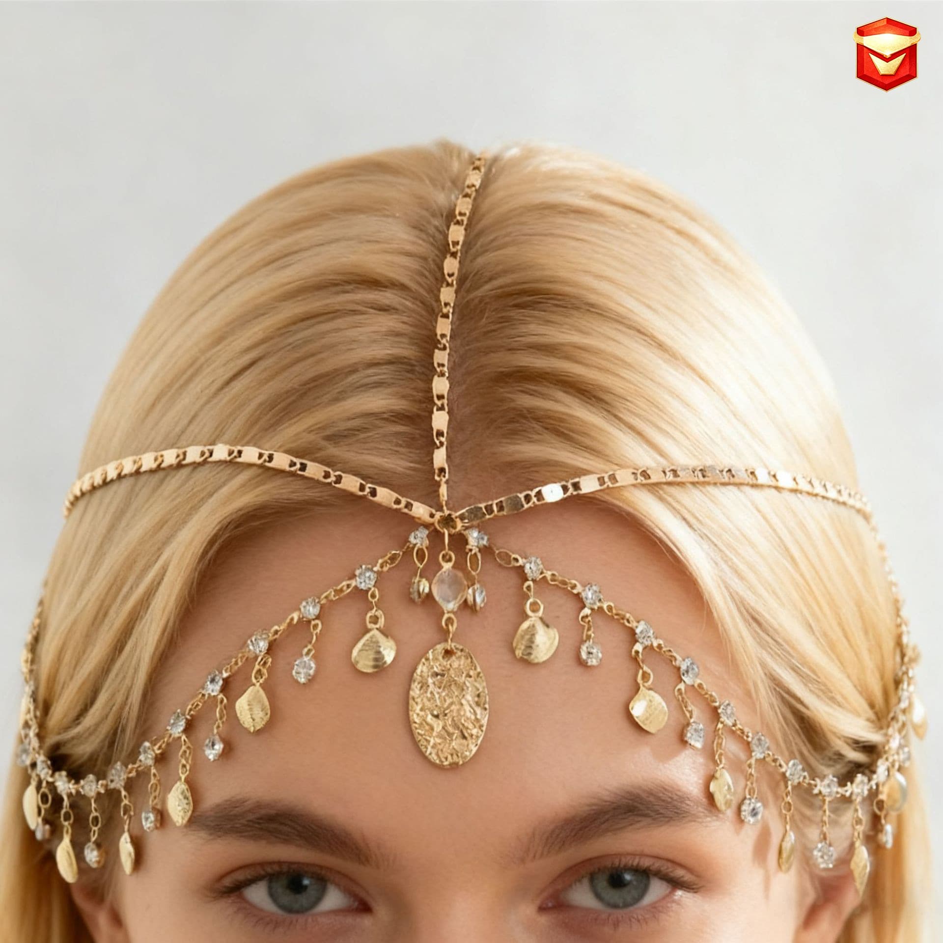 European and American Cross-Border Exotic Diamond Scallop Multi-Layer Tassel Hair Accessories Women's Geometric Chain Scallop Forehead Headband