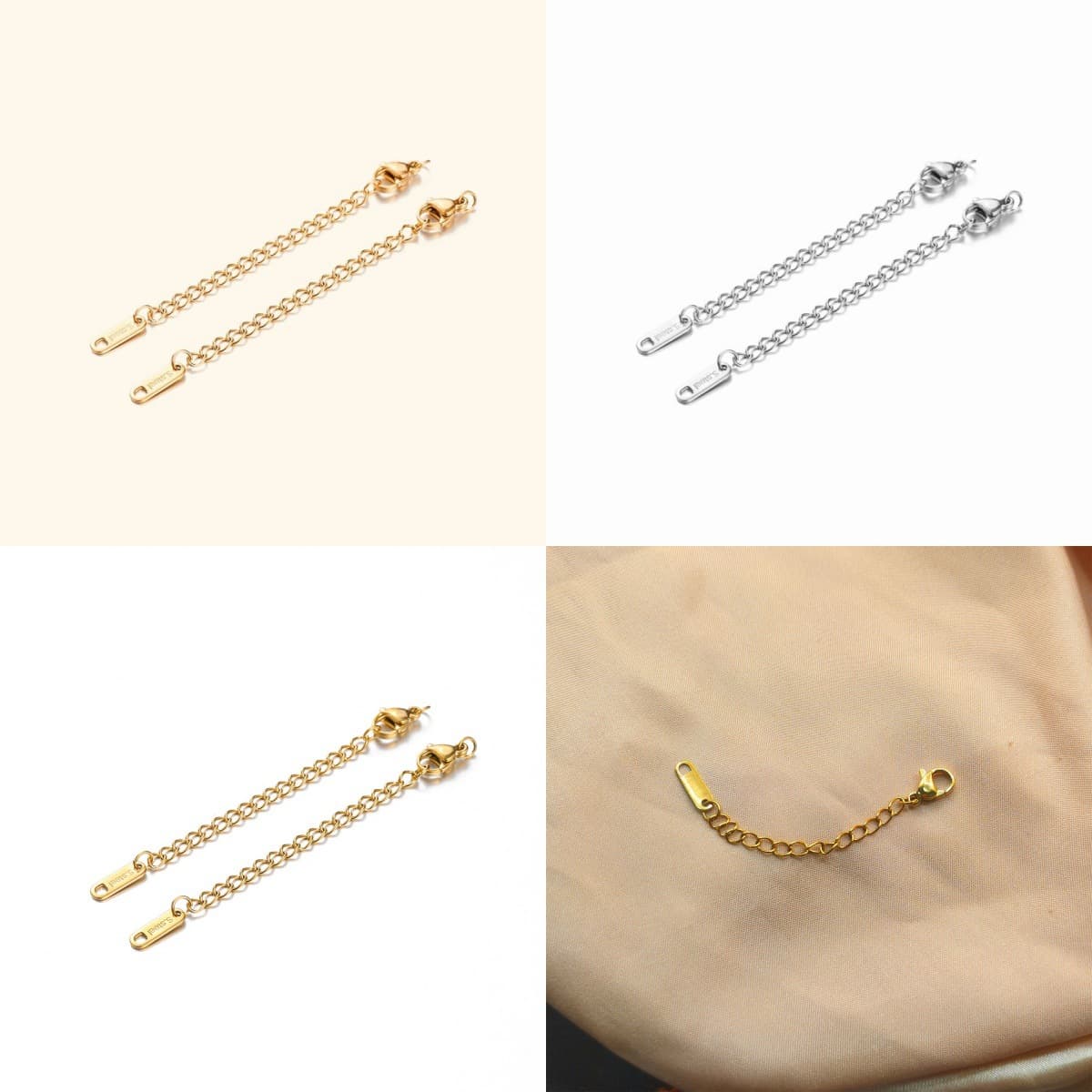 Real Gold Electroplated 5cm Stainless Steel Necklace Tail Chain Lobster Clasp suit Titanium Steel Bracelet Extended Chain DIY Jewelry Accessories
