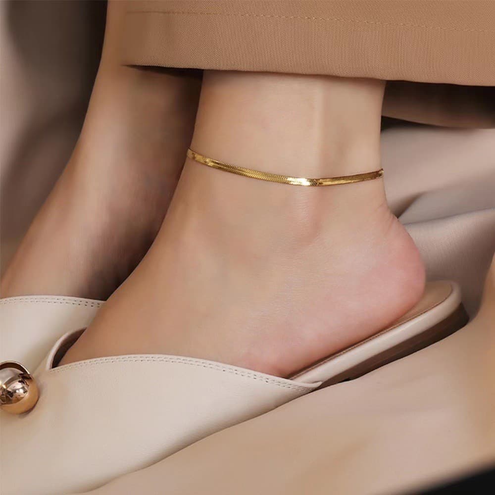 Europe and the United States cross-border foreign trade new flat chain flat snake chain beach anklet retro high-grade sexy jewelry women