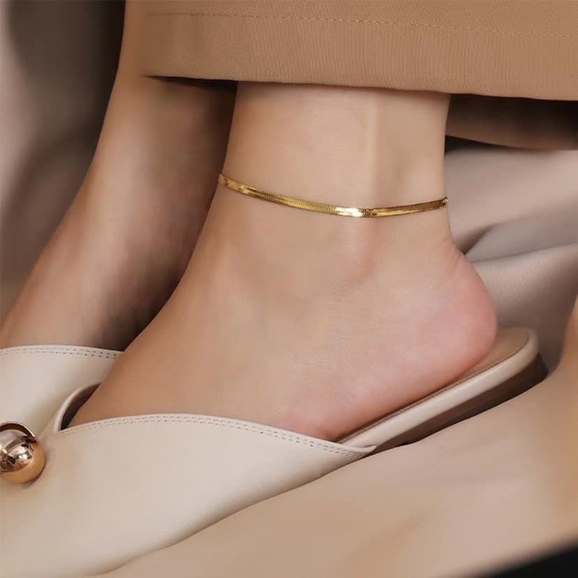 Europe and the United States cross-border foreign trade new flat chain flat snake chain beach anklet retro high-grade sexy jewelry women
