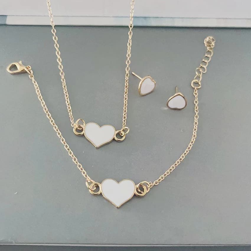 2026 New European and American Fashion Heart-Shaped Necklace Set Alloy Enamel Multicolor Women's Necklace Wholesale in Stock
