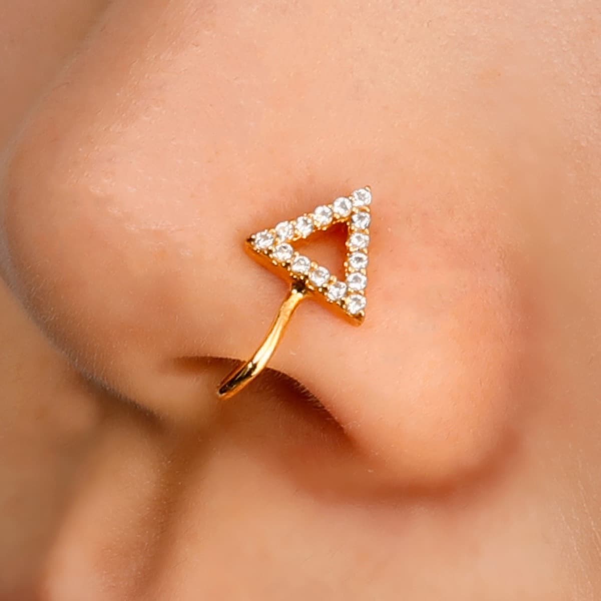 Cross-Border Amazon U-Shaped Nose Clip European and American Zircon Geometric Open Nose Ring Fake Nose Nail Free Piercing Piercing Jewelry