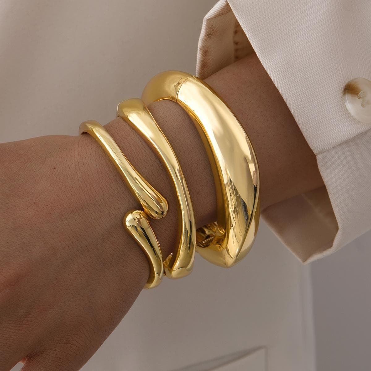 European and American Cross-Border New Exaggerated Ins Niche Design Simple Round Bracelet Geometric Personalized Bracelet Bracelet