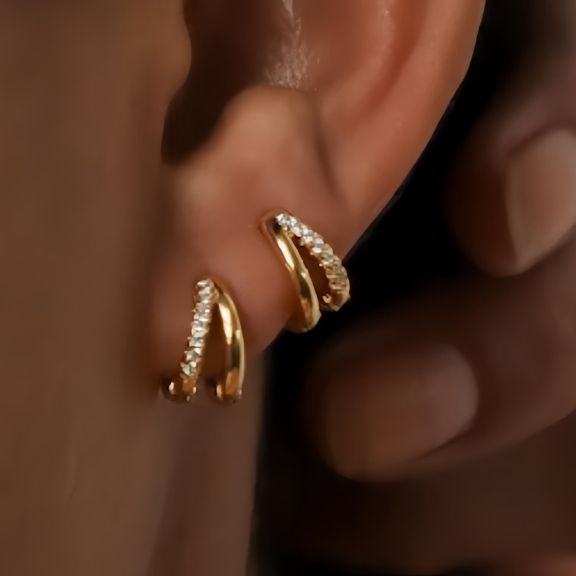 Amazon Cross-Border Best-Selling Double-Layer Diamond Earrings for Women, Fashionable and High-End Earrings, European and American Jewelry Wholesale