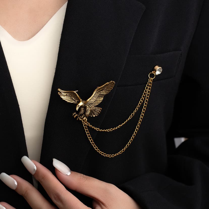Cross-Border Personalized Metal Style Animal Eagle Brooch European and American Fashion Men's Suit Accessories New Chest Accessories