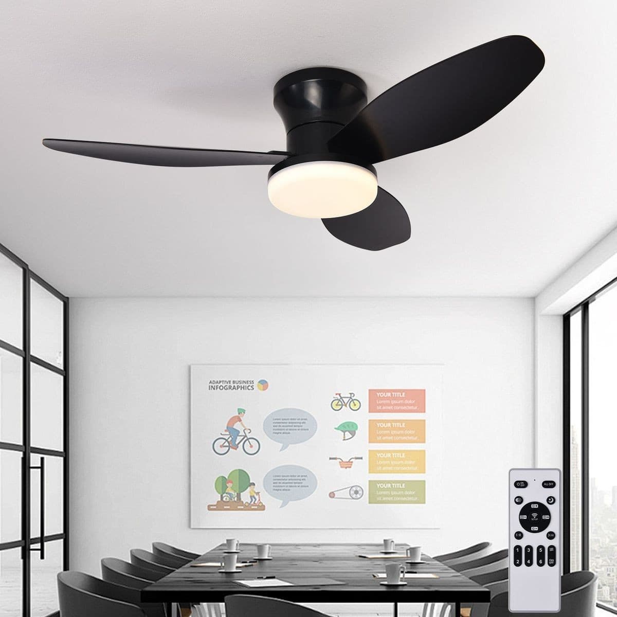 Ceiling Bedroom Fan Light Modern Simple Household Living Room Dining Room Study Room Hanging Fan Light Intelligent Cross-border Fan Light