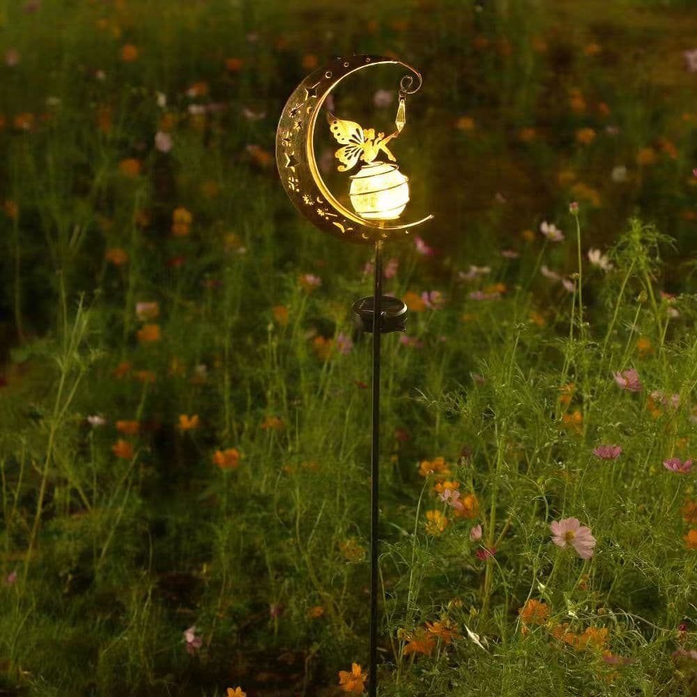 Solar Outdoor Moon Villa Home Courtyard Lamp Flower Fairy Iron Ground Plug Retro Garden Atmosphere Decorative Lamp