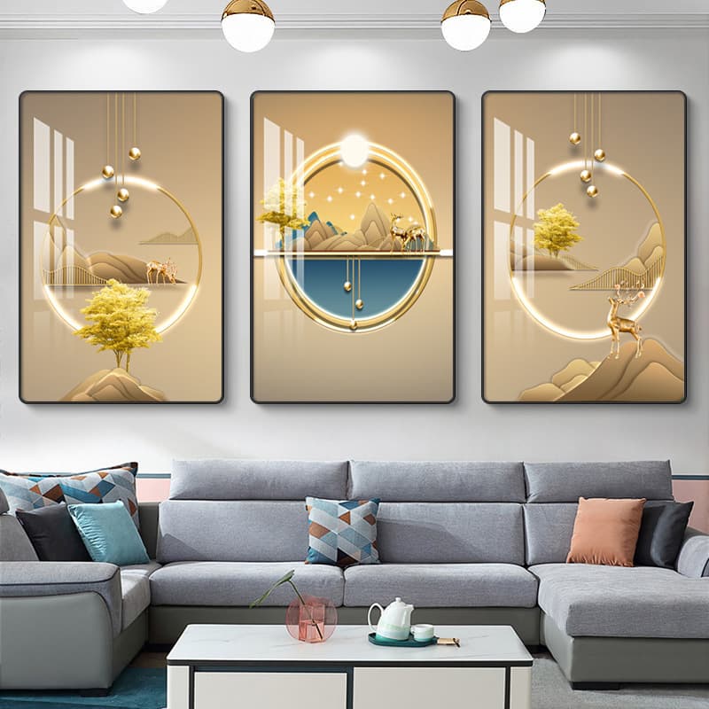 Modern Simple Triple Decorative Painting Atmospheric Light Luxury Hanging Painting Restaurant Bedroom Painting Living Room Decorative Painting Sofa Background Wall