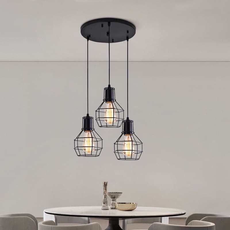 Cross-Border Exclusive Amazon Art Small Iron Cage Industrial Chandelier American Country Restaurant Table Lamp Retro Cafe Lamp