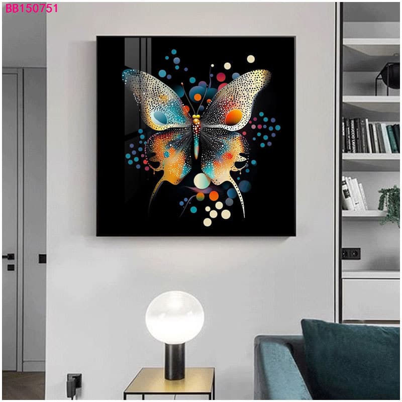 2025 New Animal Starry Sky Butterfly Living Room Sofa Background Wall Decoration Painting Dining Room Corridor Hanging Painting Cross-Border Crystal Porcelain