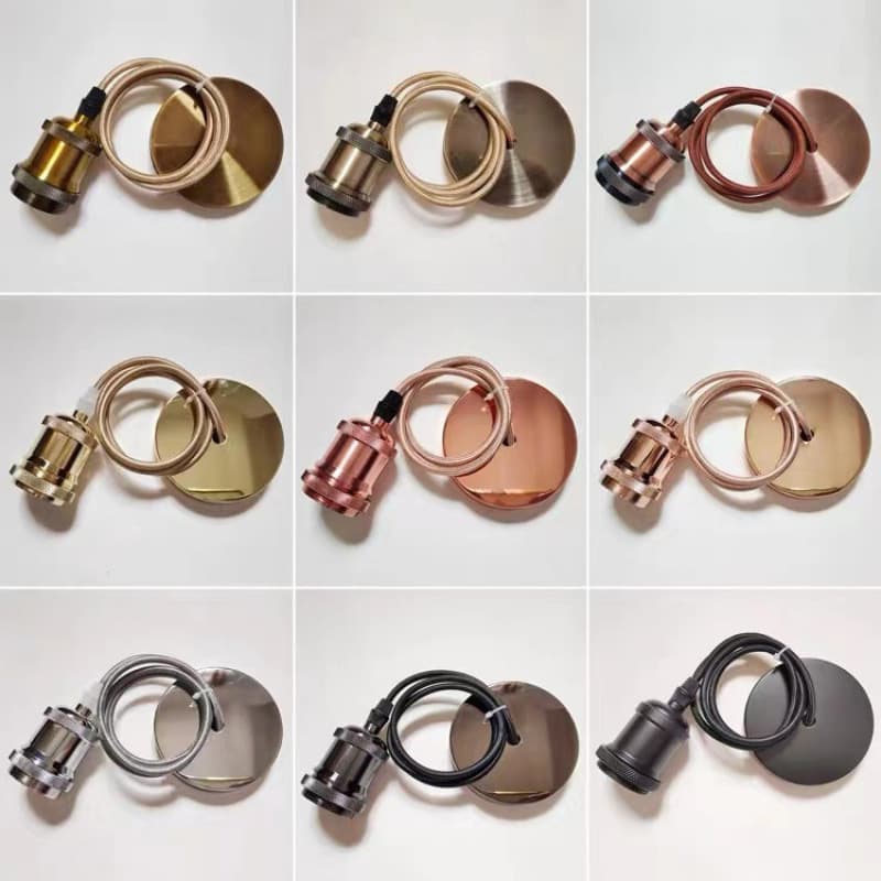 E27 Lamp Holder Large Screw Retro Edison Pendant Lamp Holder Hanging Aluminum Lamp Cup with Wire Chandelier Manufacturer