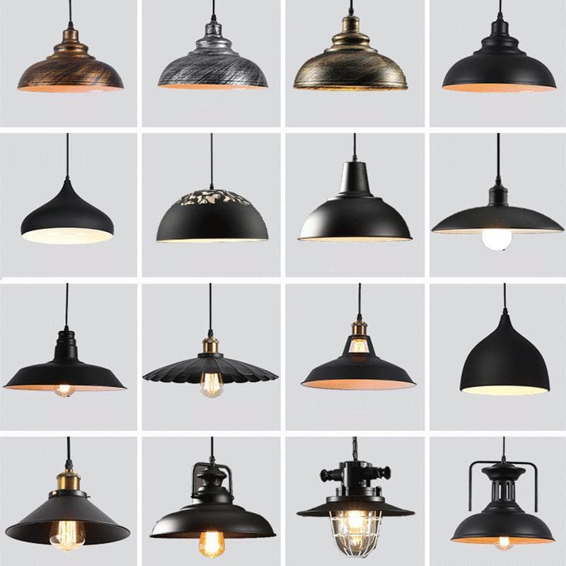 Retro Industrial Style Iron Restaurant Chandelier Cafe Tavern Bar Nostalgic Single-Head Pot Lid Restaurant Dining Table Lampshade