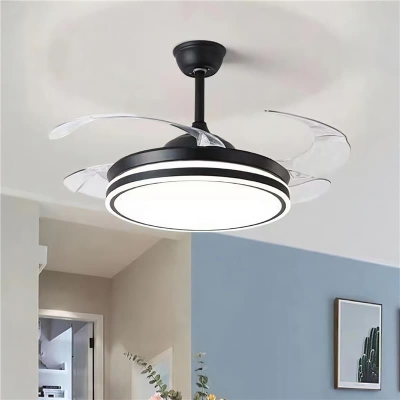 Zhongshan Modern Retro Led Guangdong Lamps Invisible Fan Lamp Household Ceiling Fan Lamp Bedroom Guest Restaurant Lighting
