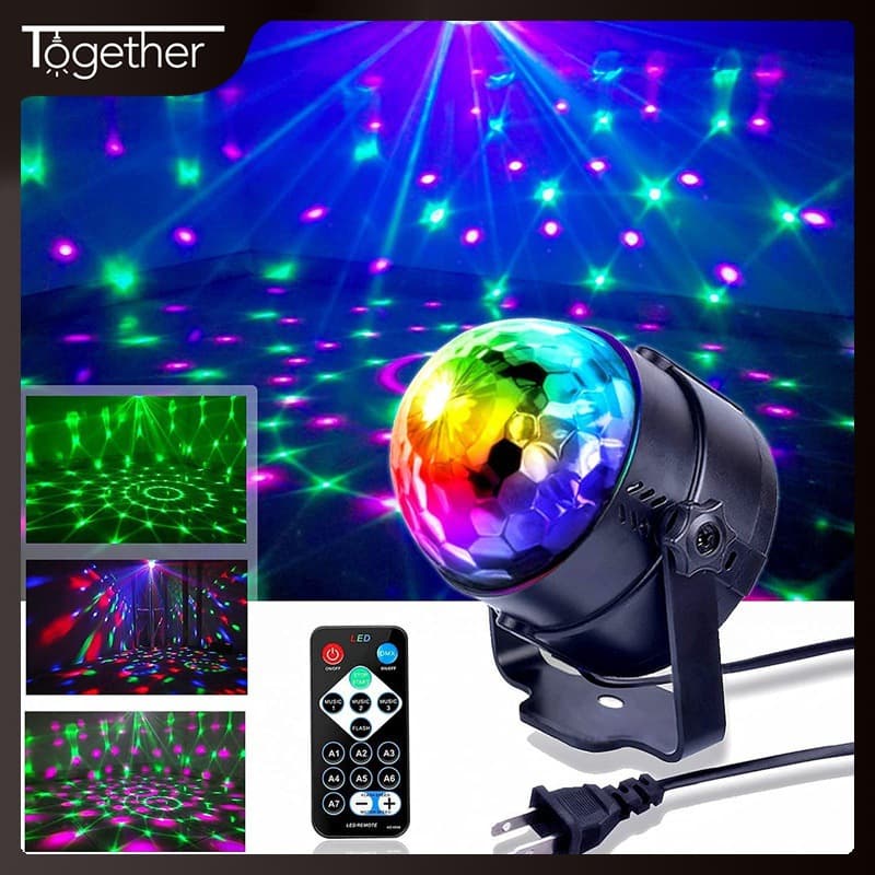 Remote control LED small magic ball mini crystal magic ball light colorful voice control rotating stage light laser light KTV stage light