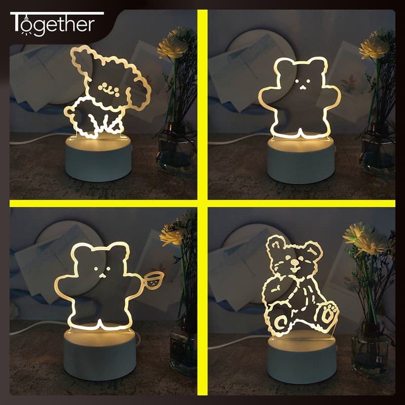 Cartoon 3d Nightlight Cute Girl Heart Plug-in Bedside Table Lamp Acrylic logo Company Activity Gift